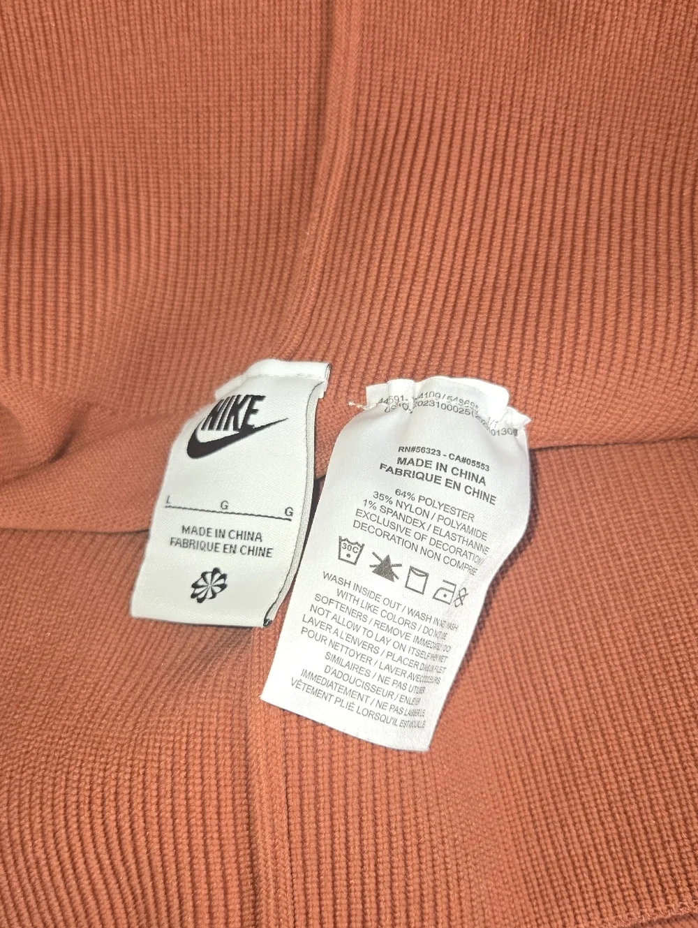 Nike Chill Knit Flared Pants Leggings Burnt Orange Size L